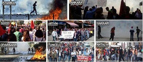 دیار بکر سمیت ترکی میں طیب اردوغان کے خلاف ہونے والے مظاہروں کا منظر